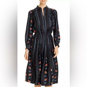 Tory Burch Printed Long-Sleeve Silk Dress 12